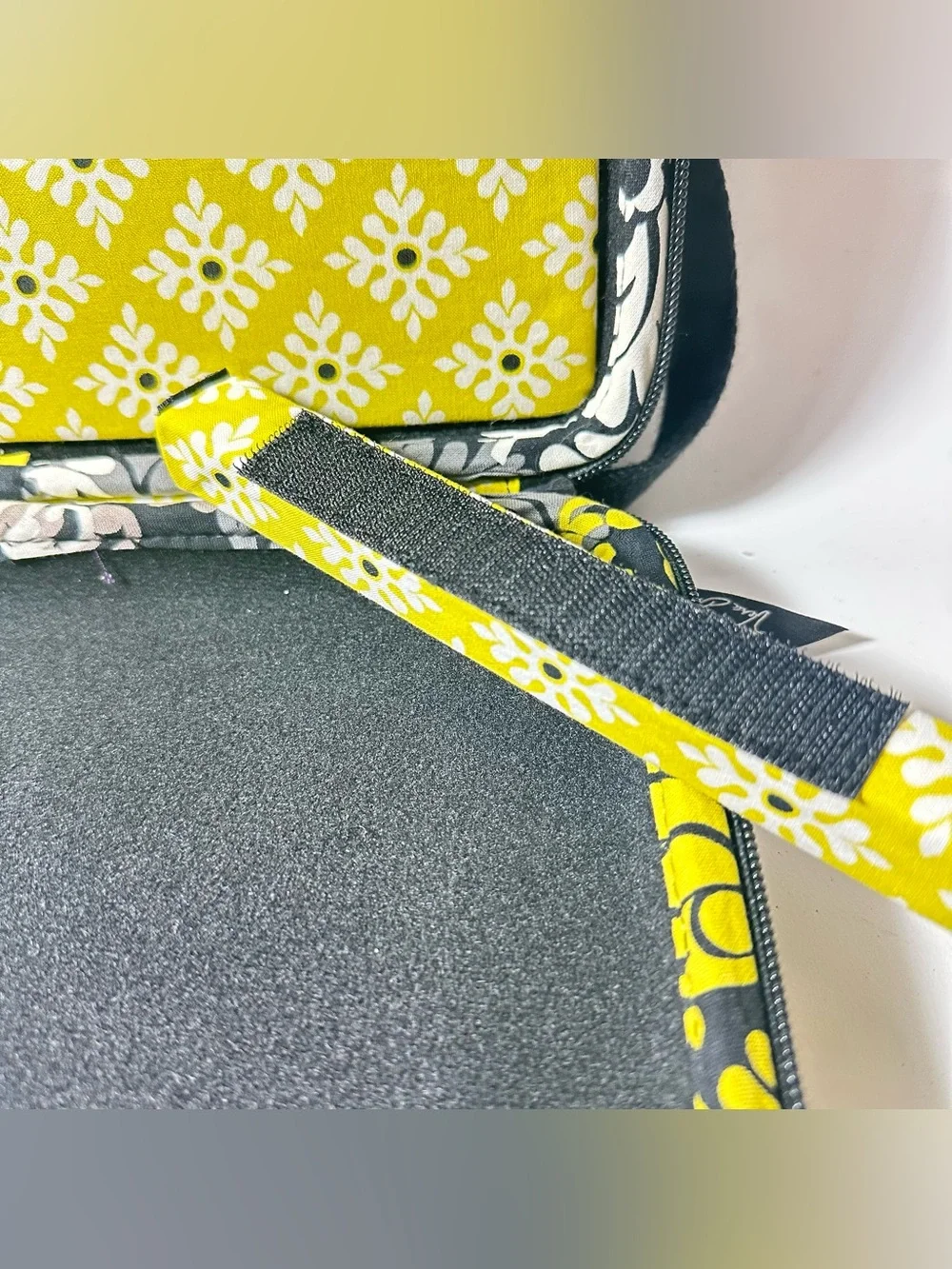 Vera Baroque Hardshell iPad Laptop Bag Black Grey White Yellow Chartreuse 12 x 9